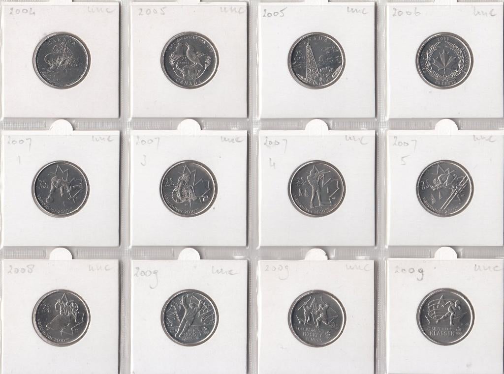 Canada collectie 12 verschillende quarters 2004-2009, Ophalen of Verzenden, Noord-Amerika, Setje