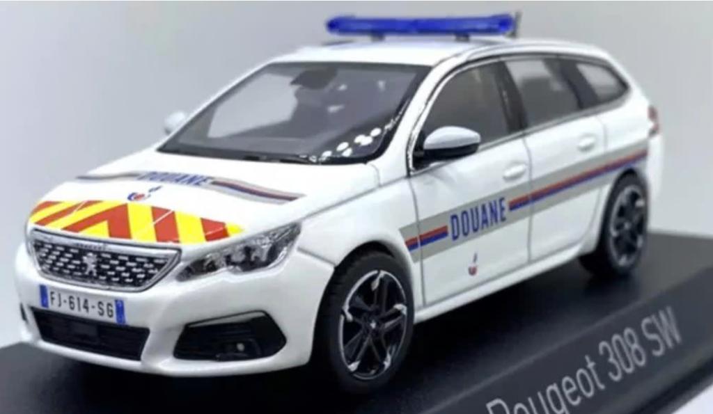 Peugeot 308 SW 2018 Douane gele strepen 1/43 NOREV 473942