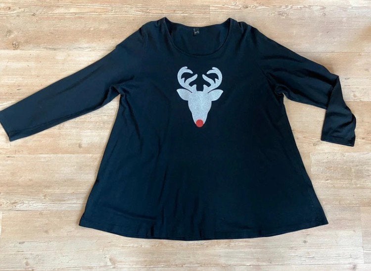 Yoek zwart shirt met glitterende rendier kop, mt XL, Ophalen, Yoek, Zwart, Shirt of Top
