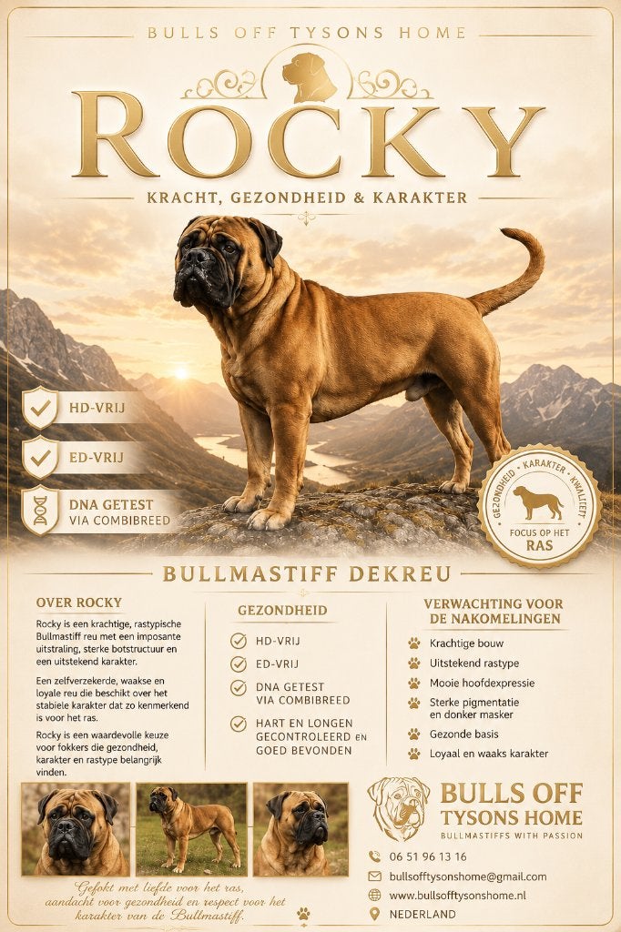 Bullmastiff dekreu, Dieren en Toebehoren, Honden | Bulldogs, Pinschers en Molossers, Parvo, Reu, 1 tot 2 jaar, Bulldog