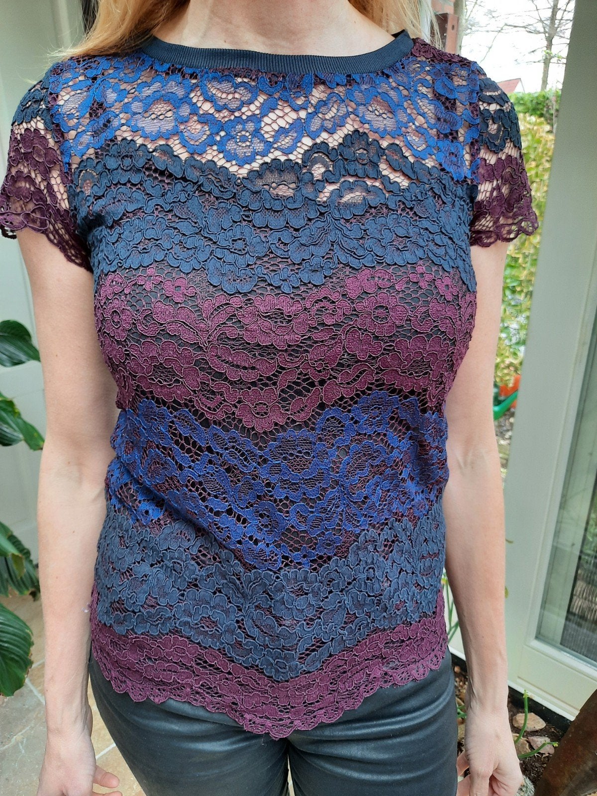 shirt met kant maat XS merk Yessica, Yessica, Paars, Ophalen of Verzenden, Zo goed als nieuw