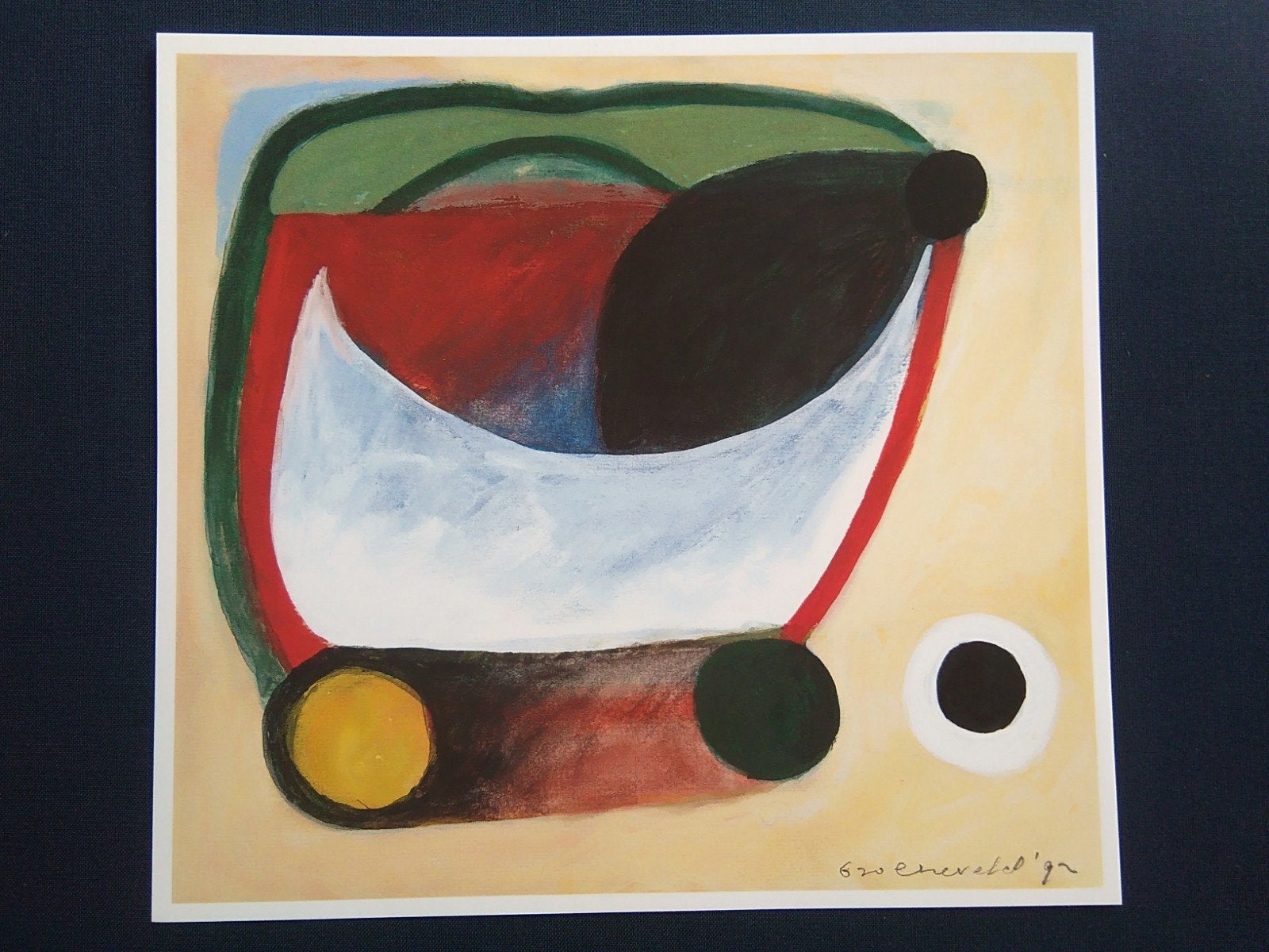 Doris Groeneveld Abstracte compositie prent 1992, Verzenden
