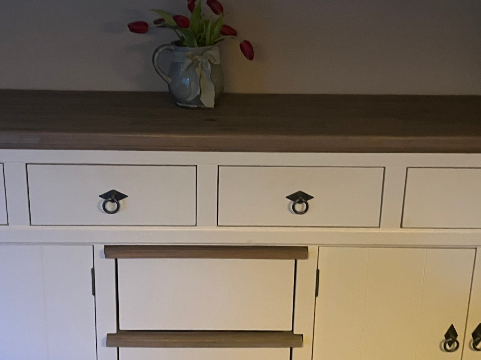 Dressoir 237x44x90, grey acacia, mdf white, Ophalen, Gebruikt, 25 tot 50 cm