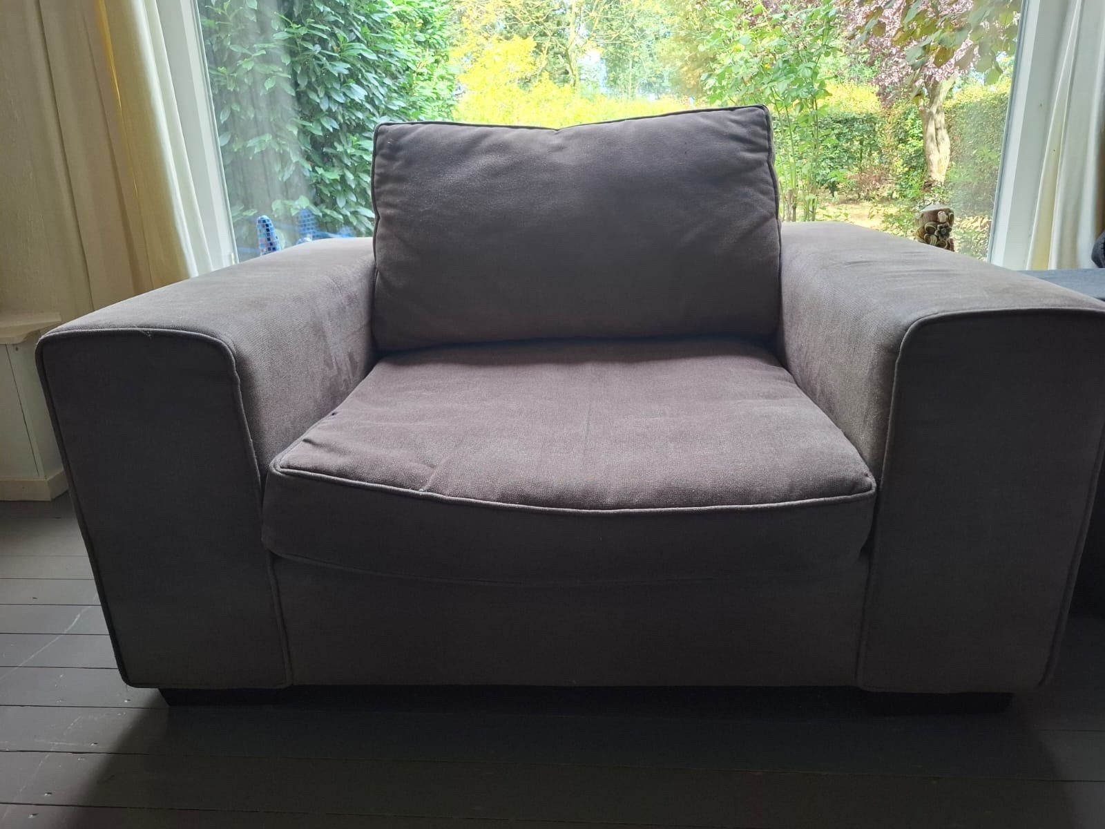 Loveseat kleur taupe, Ophalen, Gebruikt, Landelijk modern, Eenpersoons