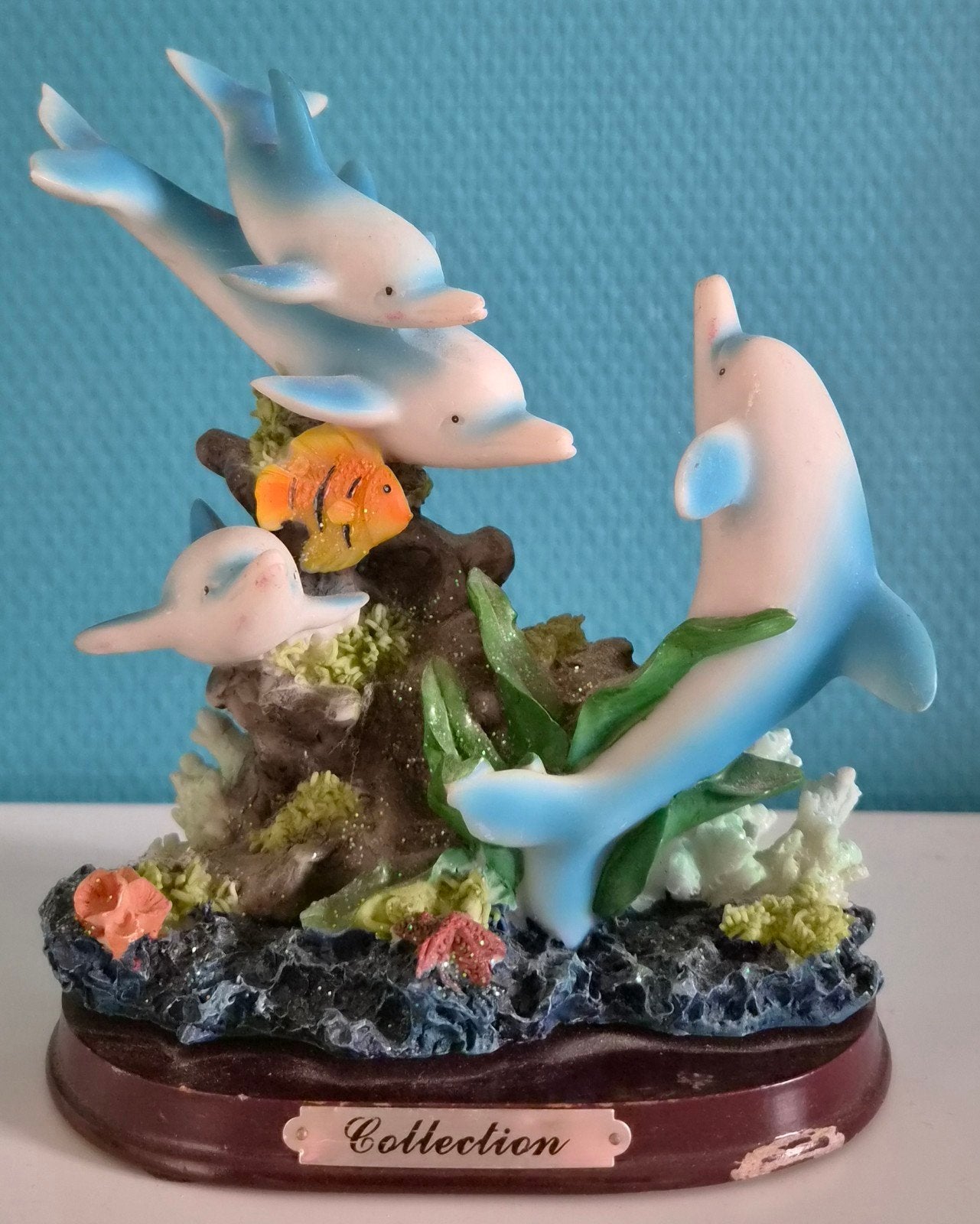 Dolfijnen beeldje - Decoratie met zeeleven, Verzamelen, Beelden en Beeldjes, Ophalen of Verzenden, Gebruikt, Dier