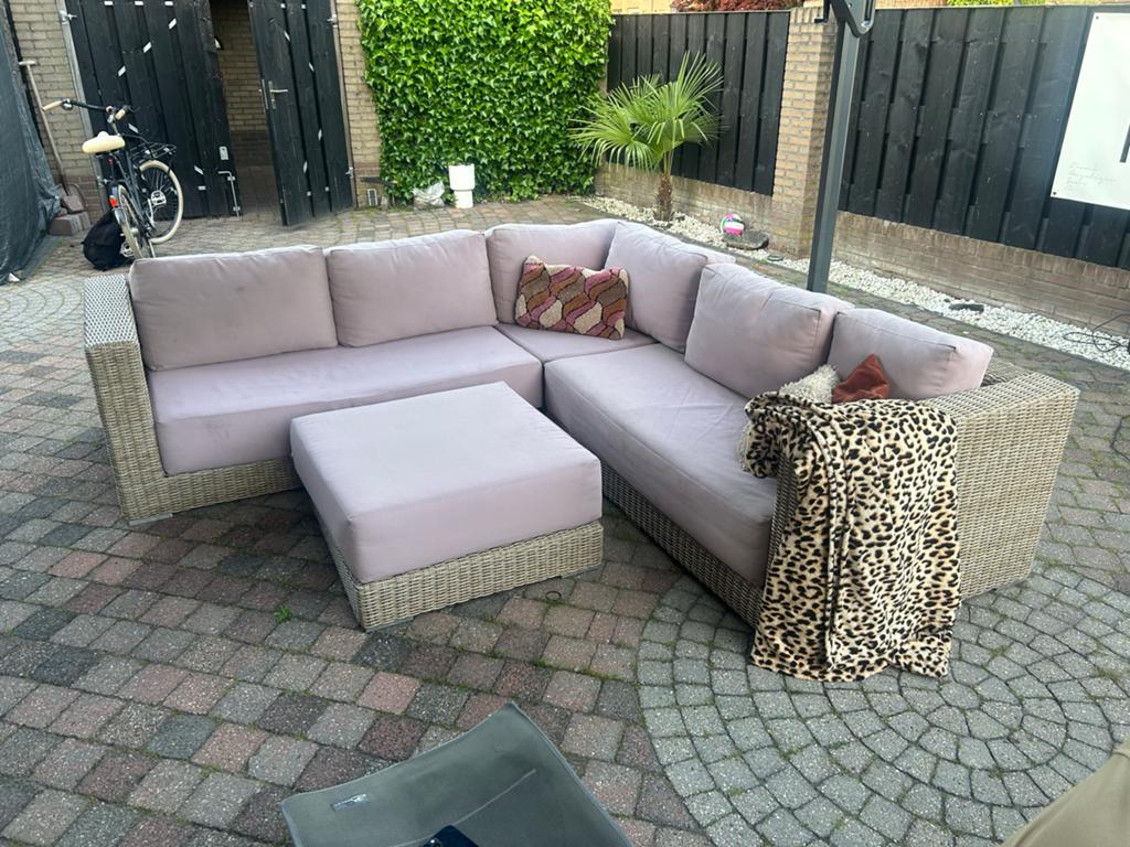 Merk Loungeset met Hocker - Gebruikt, Ophalen, 5 zitplaatsen, Gebruikt, Loungeset