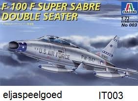Modelbouw Italeri 003 -1:72 F-100 F Super Sabre Saber 2, 1:72 tot 1:144, Italeri, Nieuw, Ophalen of Verzenden