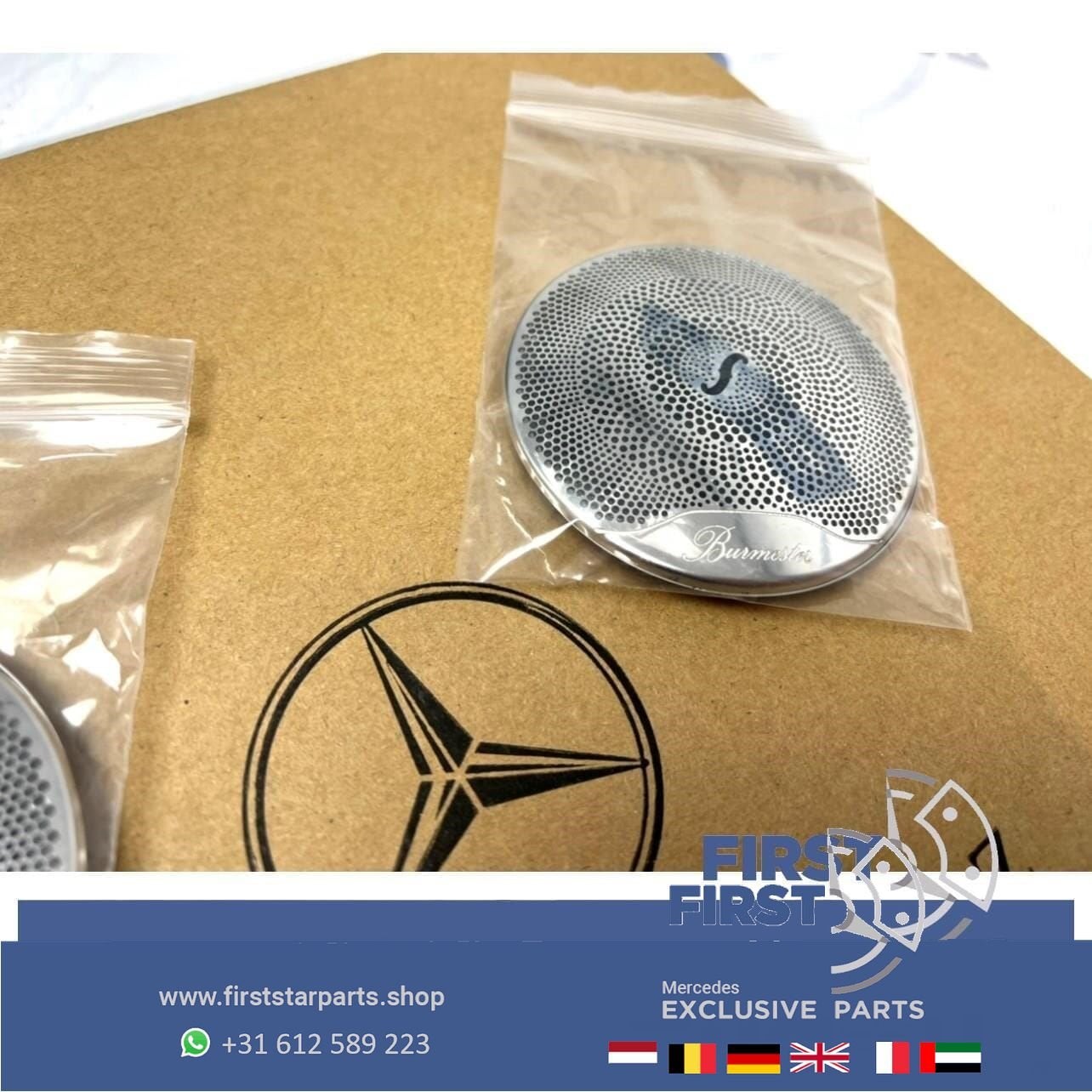 AMG BURMESTER SPEAKER COVERS Mercedes C E KLASSE CHROOM EMBL, Gebruikt, -, Ophalen of Verzenden, -
