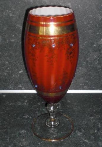 MURANO MET GOUD * HOOG GLAS Of Bokaal op Voet *, Antiek en Kunst, Verzenden