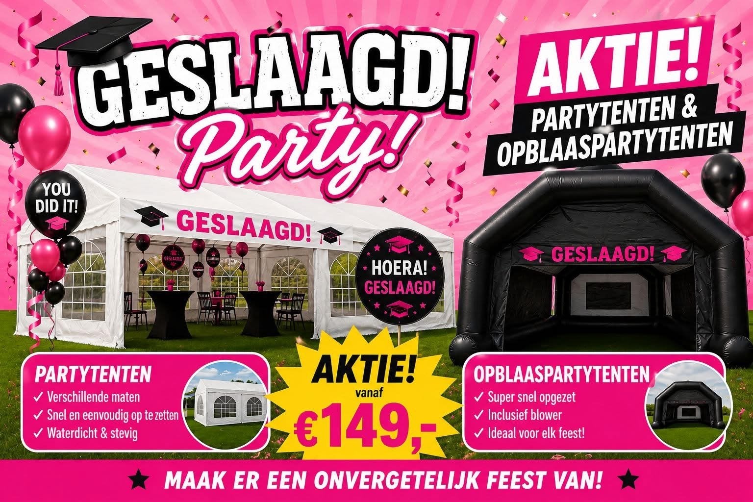 Partytenten & Opblaaspartytenten - Actie!, Ophalen, Nieuw, Partytent