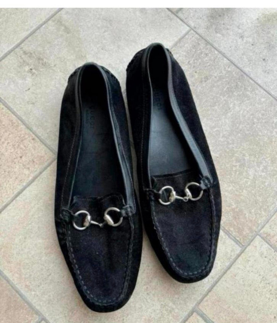 Gucci Instappers Zwart Suède - Maat 38, Kleding | Dames, Schoenen, Ophalen of Verzenden, Zo goed als nieuw, Zwart, Instappers