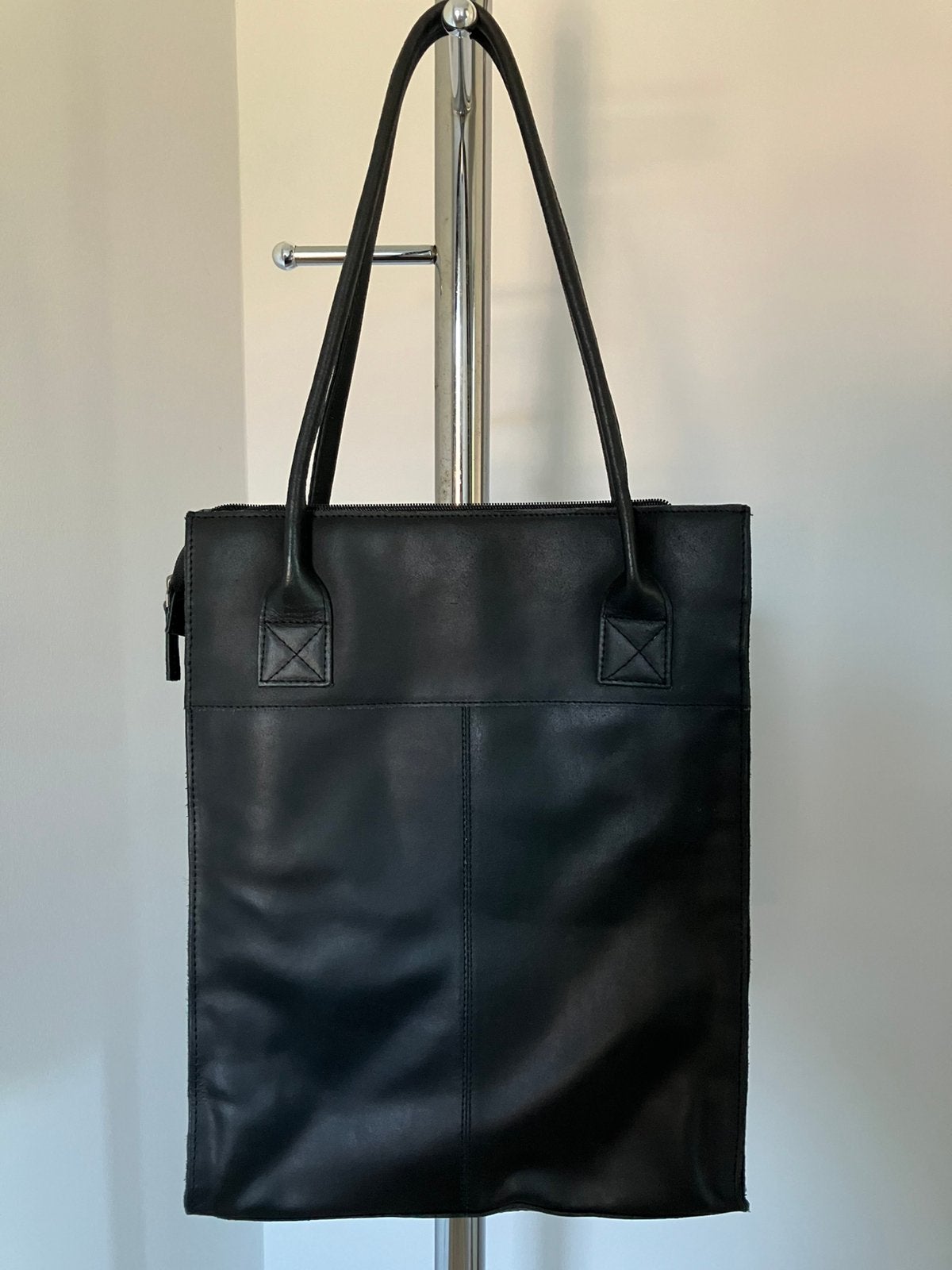 ZGAN | zwarte leren shopper | Manfield | nieuw €89,99, Ophalen of Verzenden, Zo goed als nieuw, Zwart, Shopper