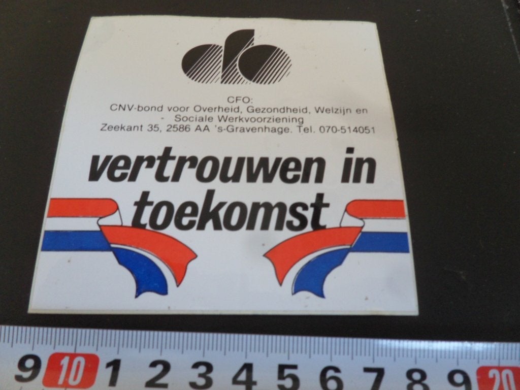 sticker CFO  CNV - Bond Vertouwen in toekomst, Ophalen of Verzenden, Zo goed als nieuw