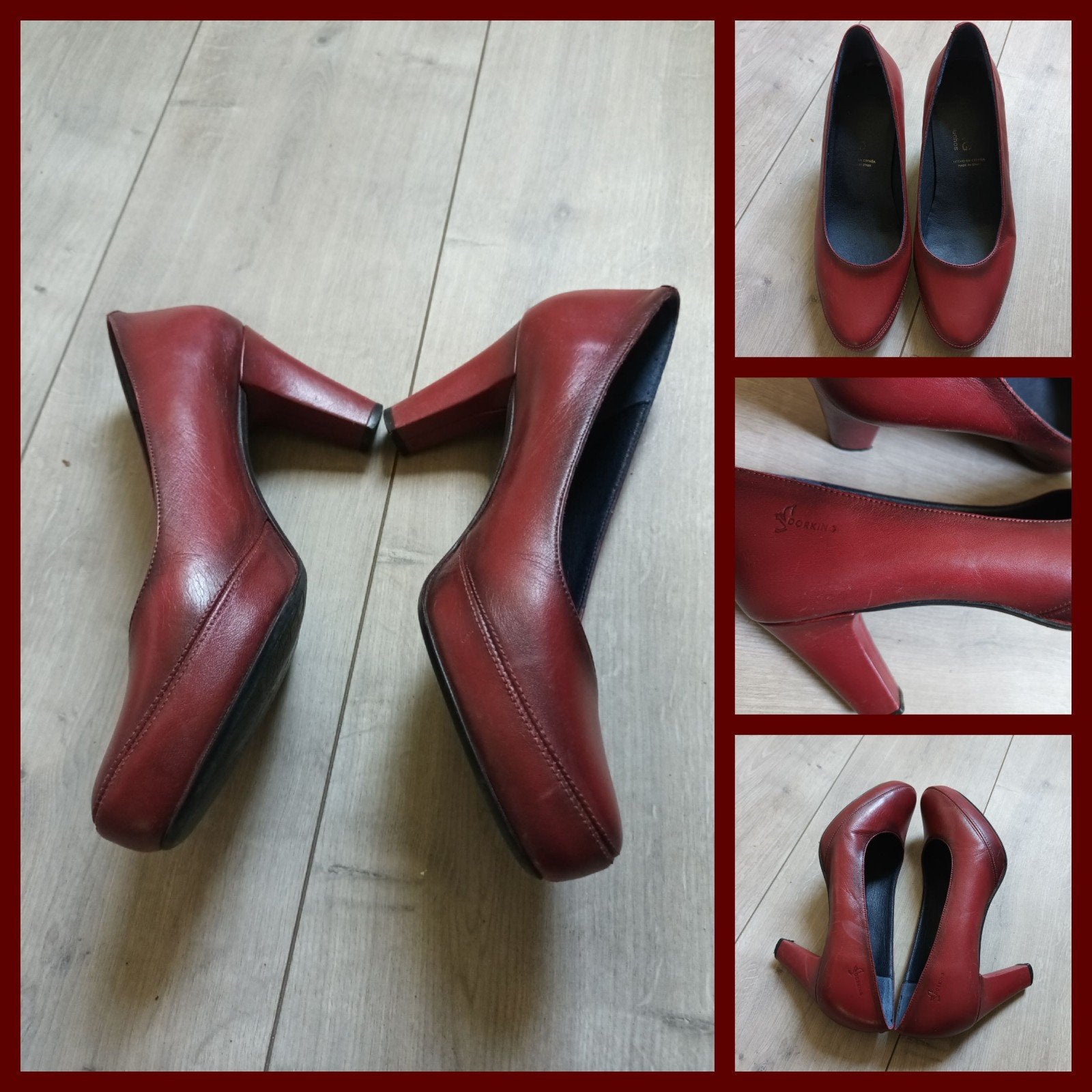 Dorking bordeauxrode leren pumps, maat 38, Pumps, Dorking, Ophalen of Verzenden, Gedragen