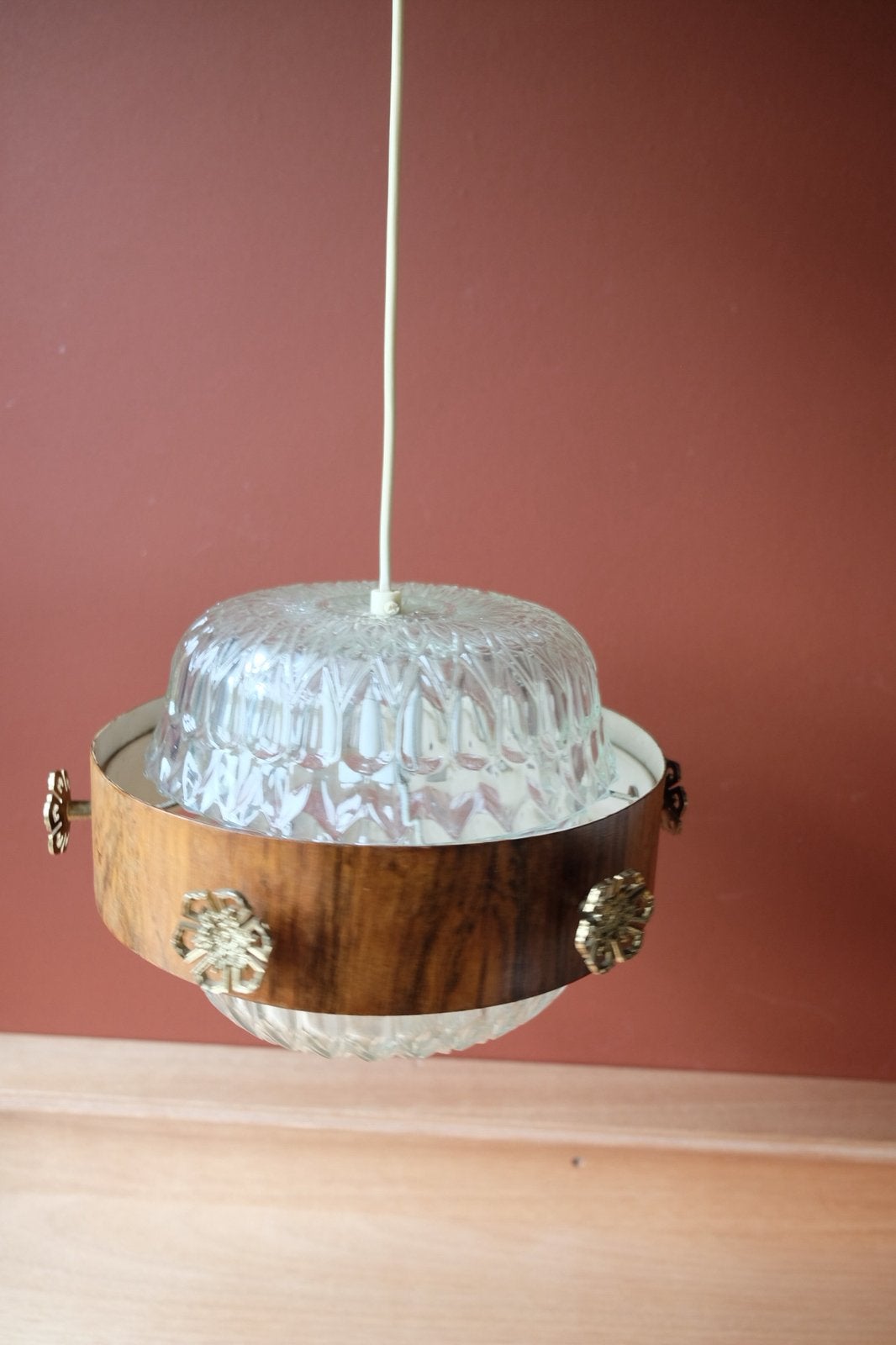 Vintage hanglamp jaren 60, Ophalen of Verzenden, Zo goed als nieuw, Glas