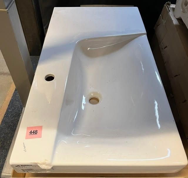 Sphinx Wastafel 90 cm Links Wit Keramiek, Ophalen, Zo goed als nieuw, Wastafel