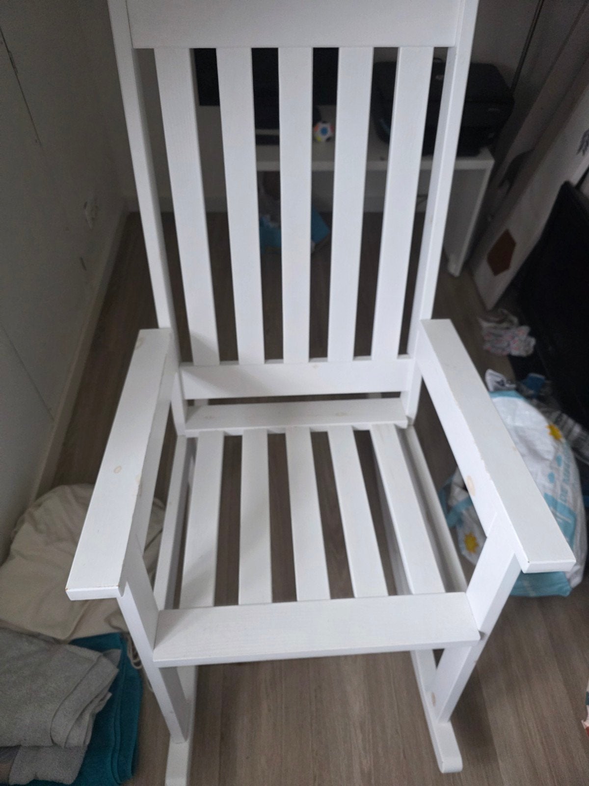 Witte houten schommelstoel, Ophalen, Gebruikt, Wit, Eén