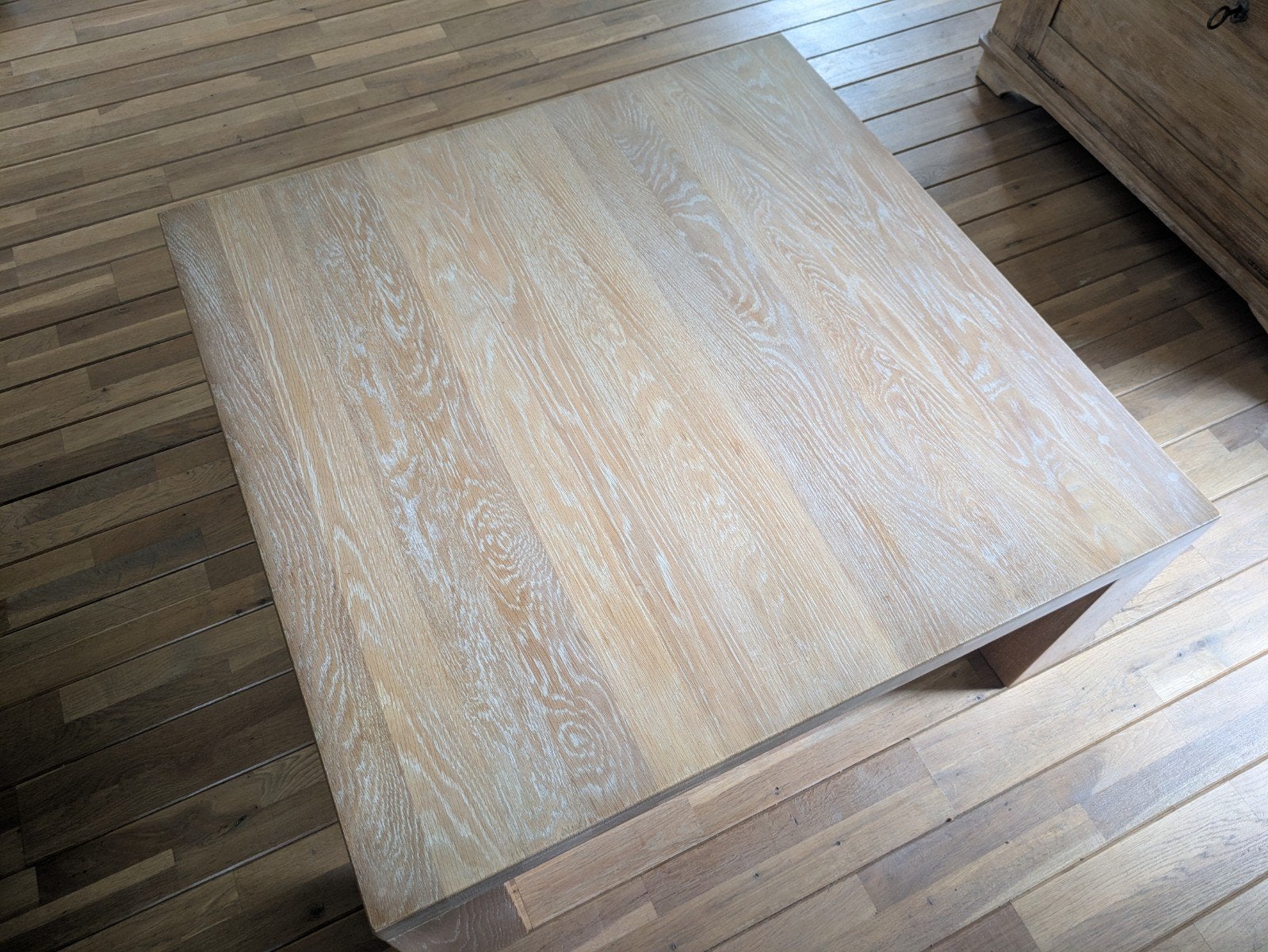 Robuuste vierkante salontafel 100x100 cm, Ophalen, Gebruikt, 50 tot 100 cm, 50 tot 100 cm