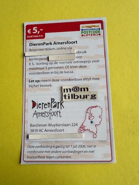 DierenPark Amersfoort €5,- korting p.p., Tickets en Kaartjes, Drie personen of meer, Ticket of Toegangskaart