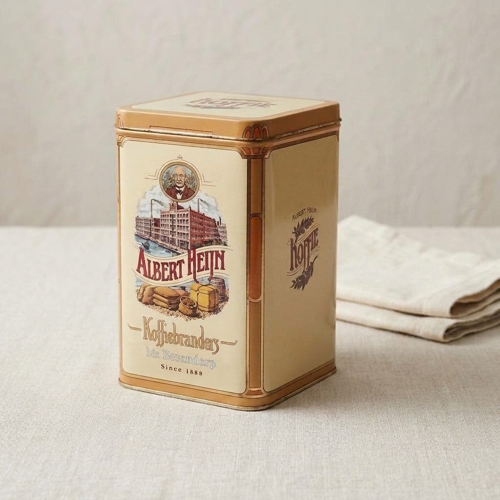 Vintage Albert Heijn Koffieblik - Koffiebranders Zaandam, Ophalen of Verzenden, Gebruikt, Koffie, Overige merken