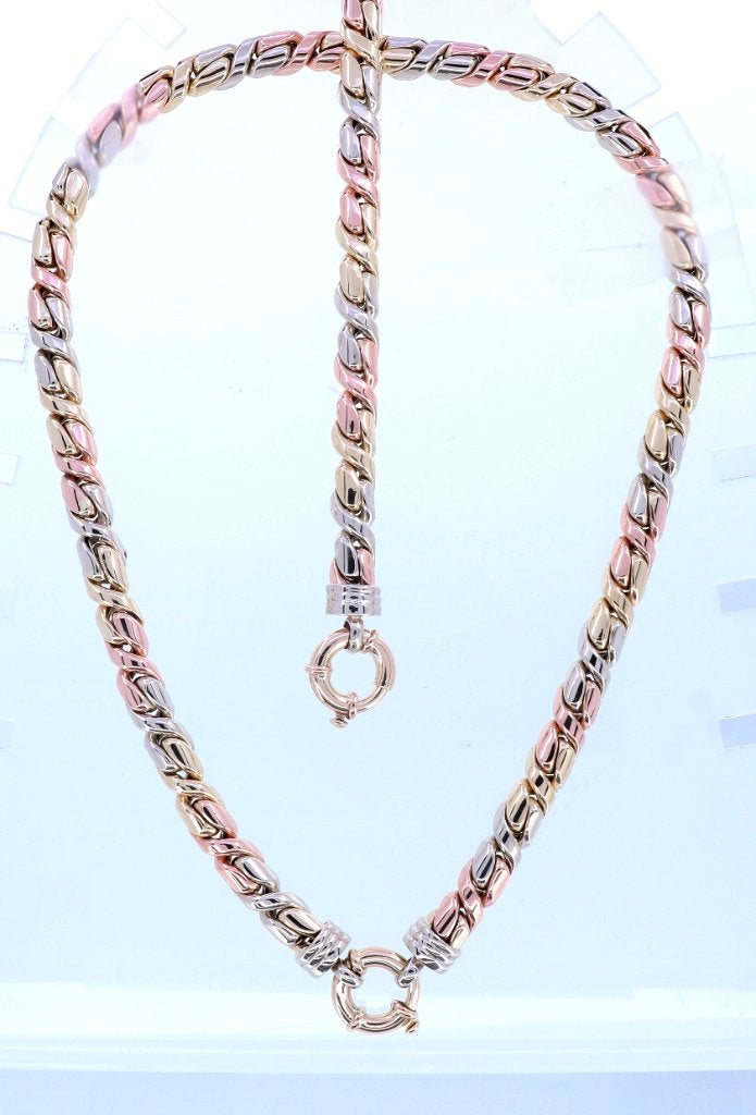 Prachtig Gouden Tricolor Collier 14K || 47,6 gram, Ophalen of Verzenden, Zo goed als nieuw, Info@kleenedelmetalen.nl, Goud