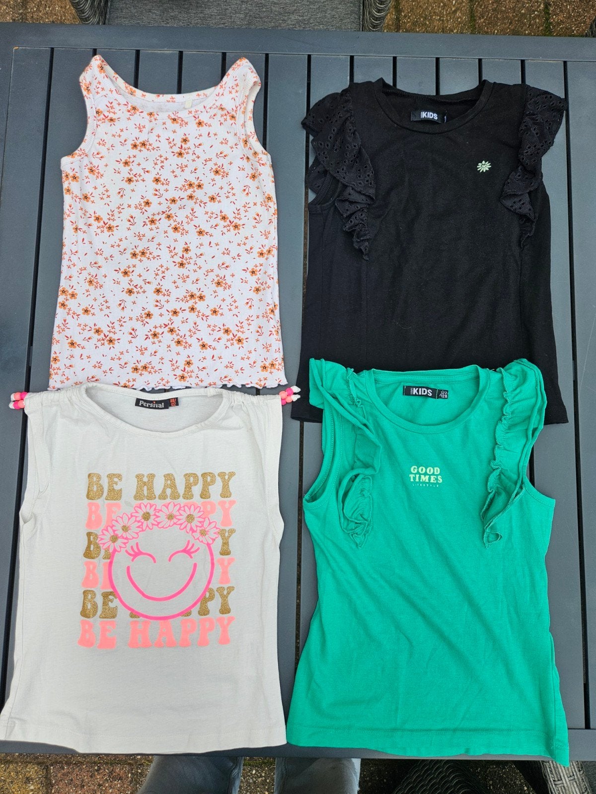 Leuk pakket van 4 nette hemdjes in maat 122/128, Meisje, Ophalen of Verzenden, Zo goed als nieuw, Shirt of Longsleeve