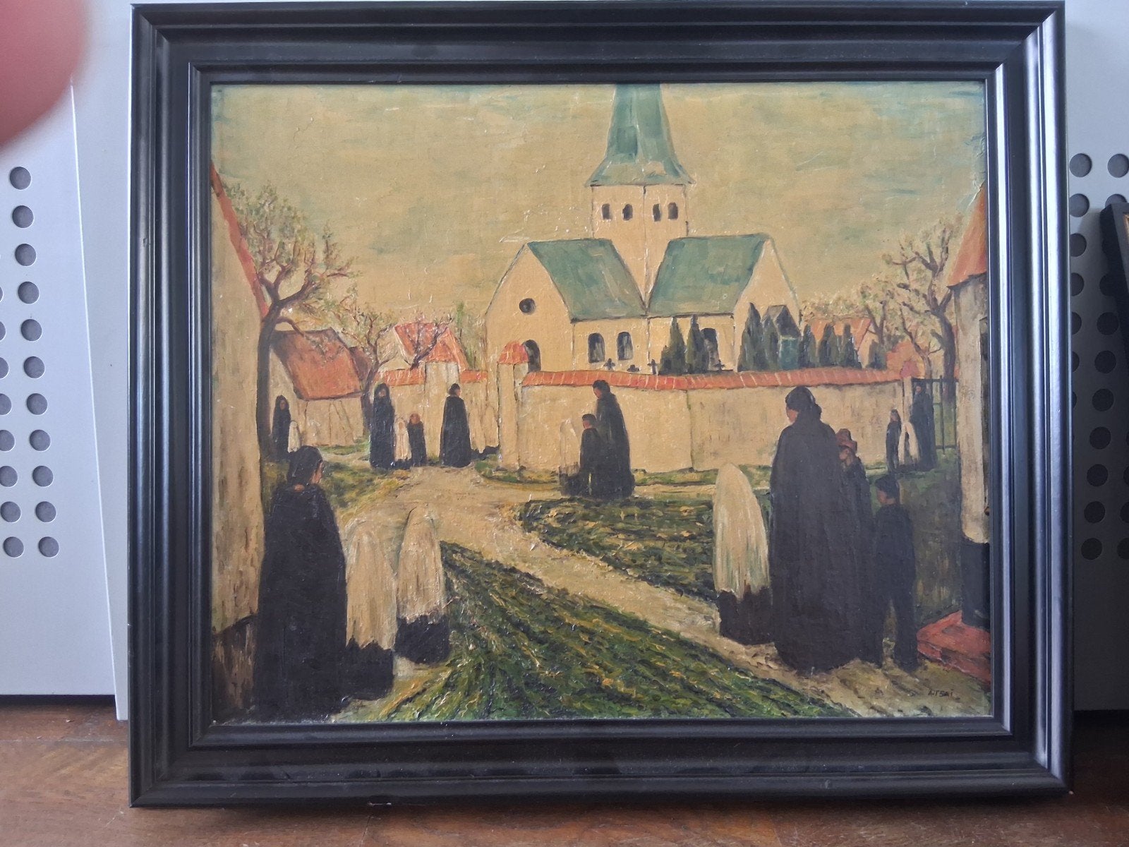 apart  olieverf schilderij uit belgie jaren 60 gesigneerd, Verzenden