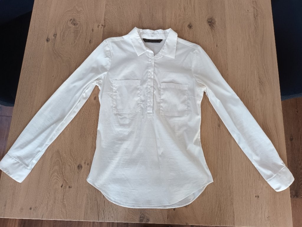 Zara basic nette witte blouse net wit maat M lange mouwen, Maat 38/40 (M), Ophalen of Verzenden, Gedragen, Wit