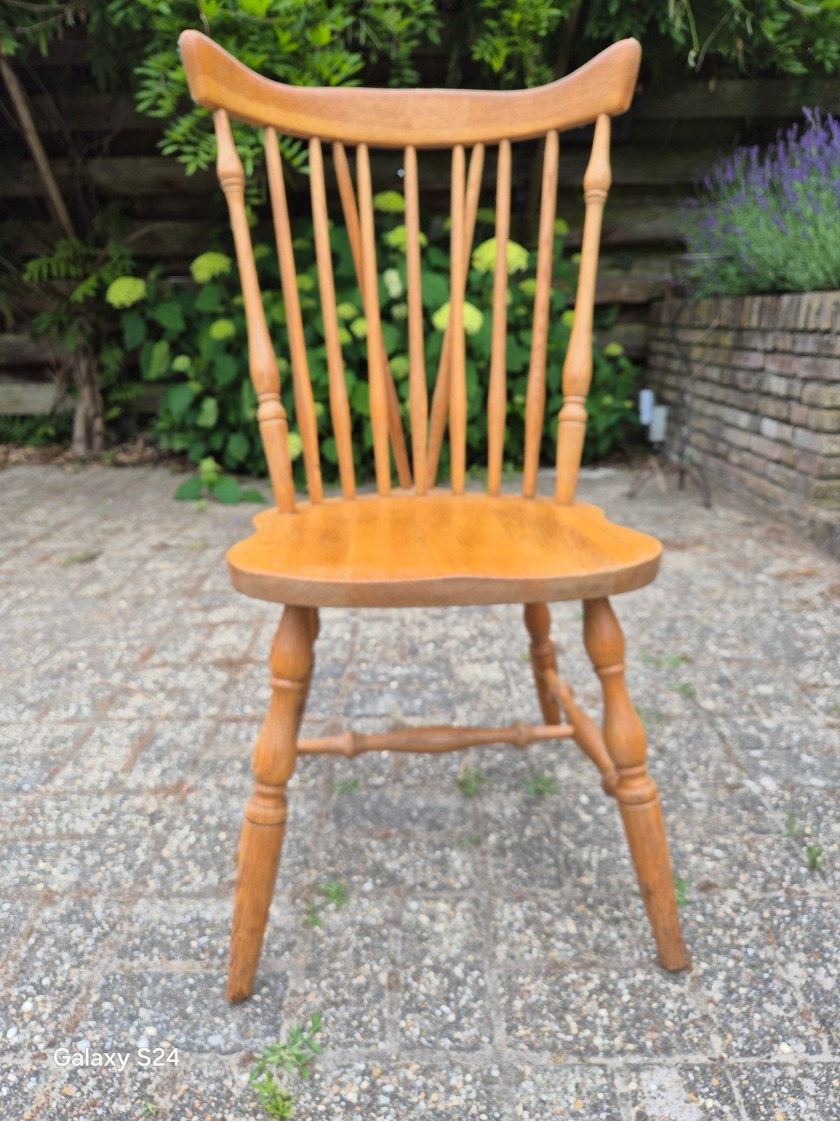 Vintage houten Windsor stoel, spijlenstoel, Antiek en Kunst, Ophalen