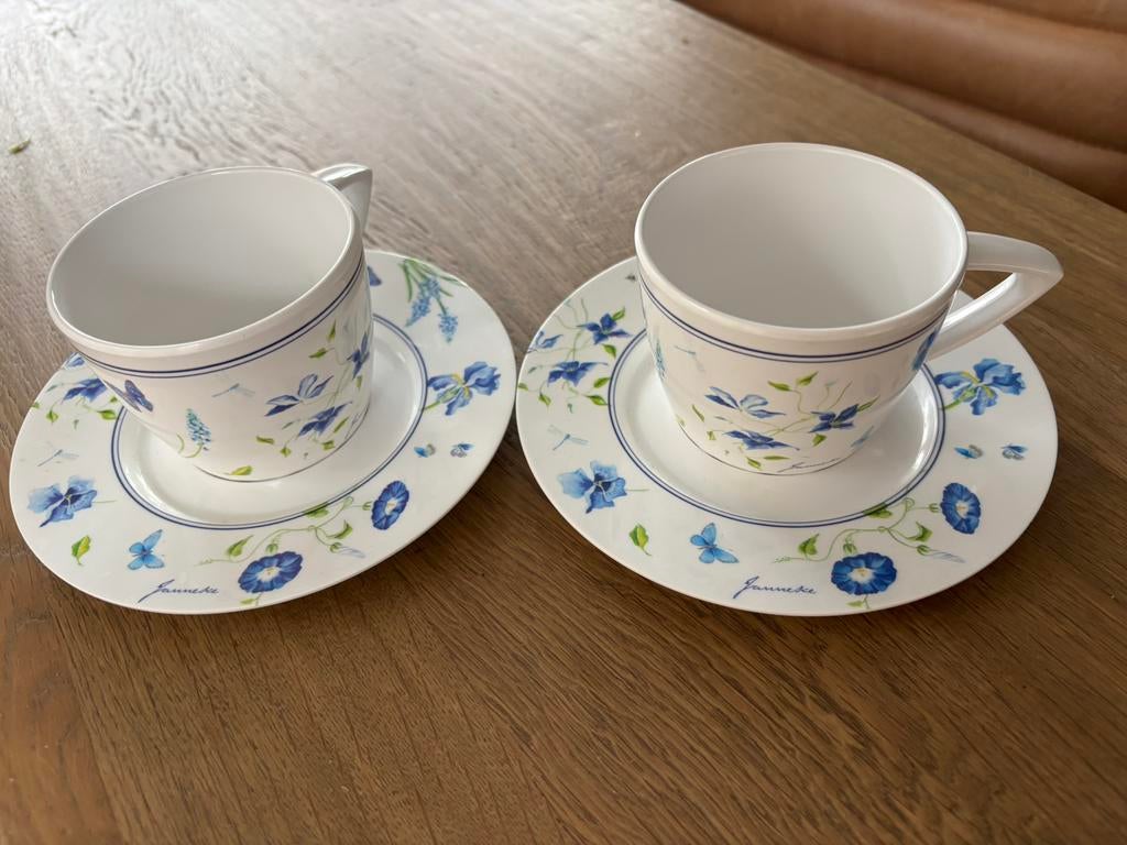 2 st mepal janneke Brinkman kop en schotel, Caravans en Kamperen, Kampeeraccessoires, Ophalen of Verzenden, Zo goed als nieuw