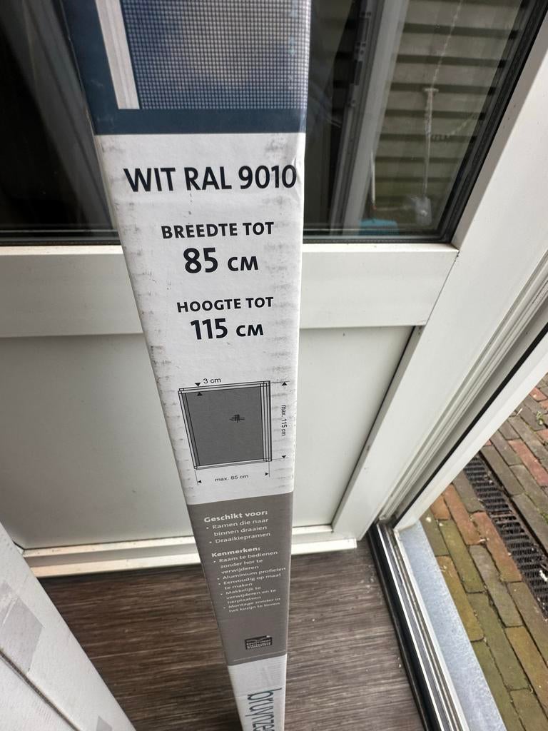Bruynzeel inzethor voor draaikiepramen, wit RAL 9010 Nieuw, Ophalen, Kunststof, Minder dan 80 cm, Hordeur