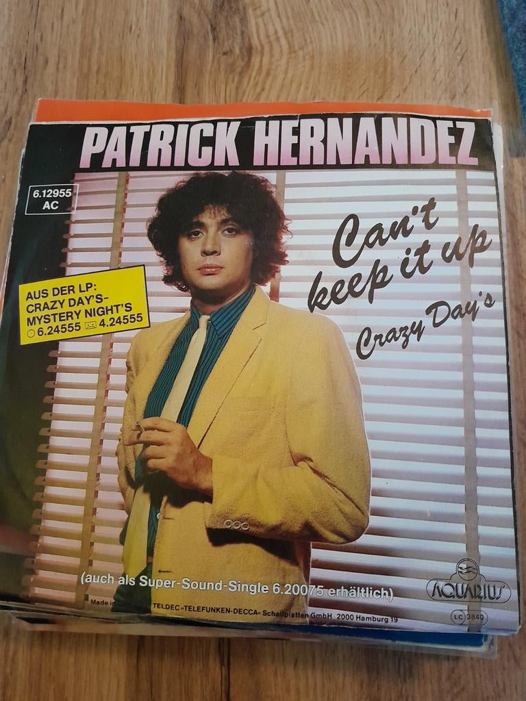 Patrick hernandez 7inch can,t keep it up, Ophalen of Verzenden, Zo goed als nieuw, Pop