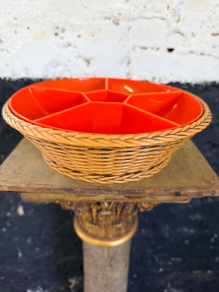 Vintage 70’s Emsa haljesschaal oranje bruin snacks, Ophalen of Verzenden, Gebruikt, Kunststof