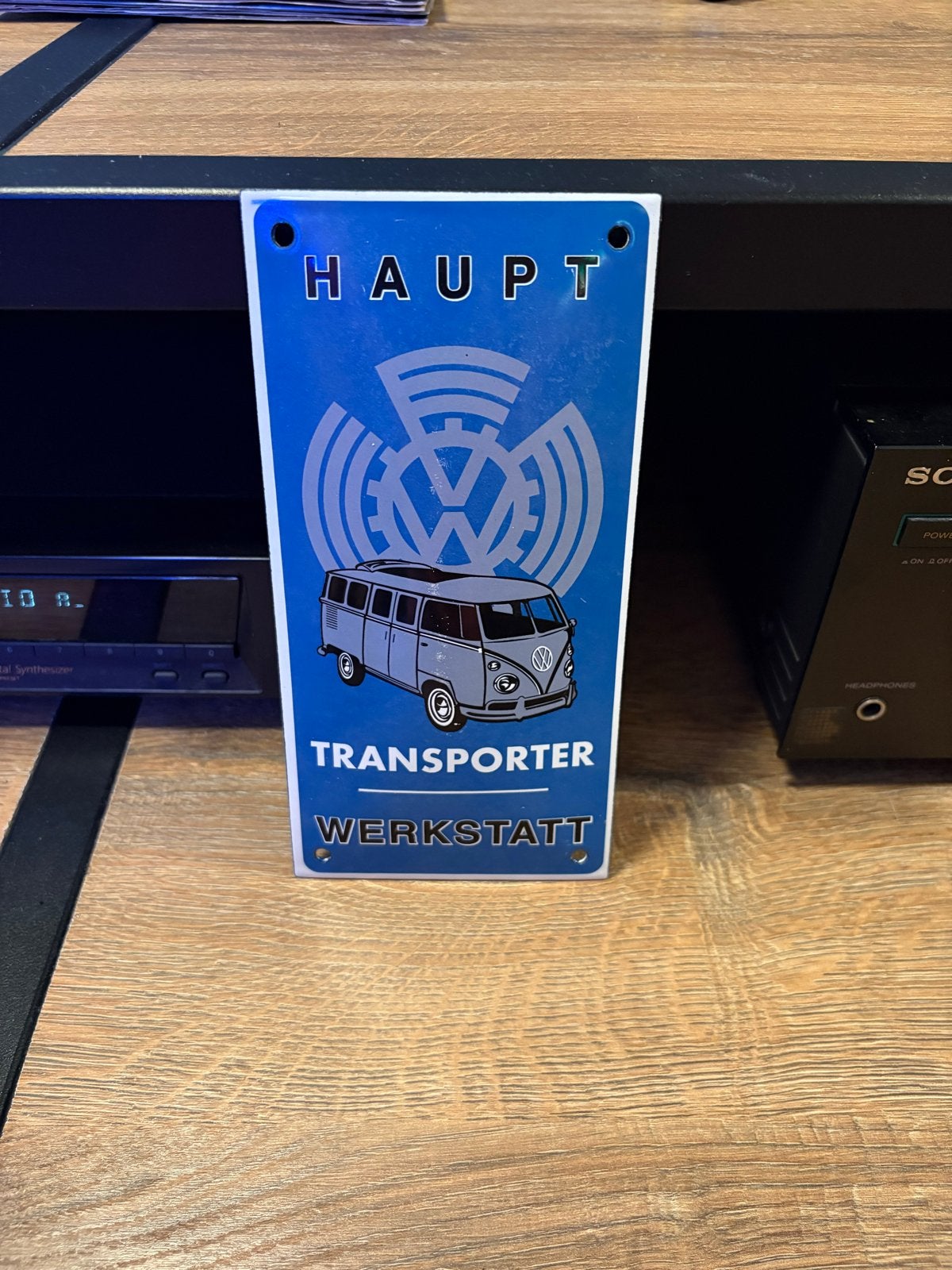 VW Transporter Werkstatt emaille bord 10x20 cm, Ophalen of Verzenden, Gebruikt, Reclamebord