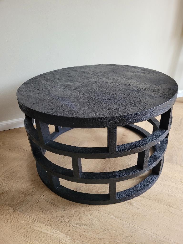 Mangohouten salontafel, Huis en Inrichting, Tafels | Salontafels, Ophalen, Rond, Minder dan 50 cm, 50 tot 100 cm