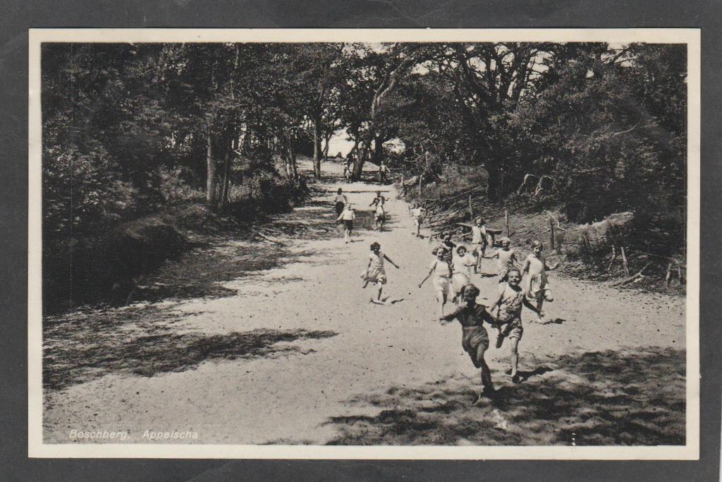appelscha  boschberg met kinderen, Verzenden, 1920 tot 1940, Gelopen, Friesland