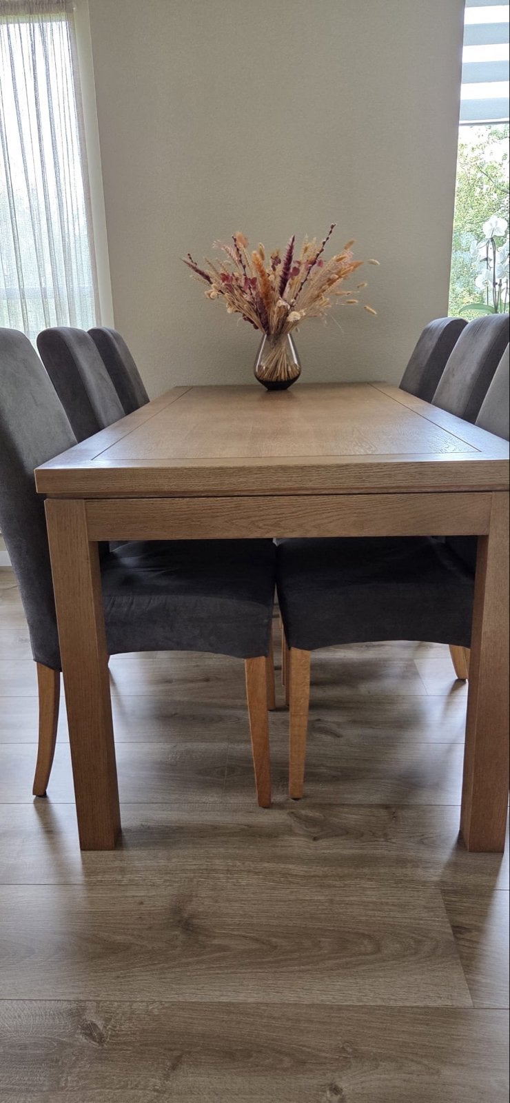 Uitschuifbare eettafel met 6 stoelen, Ophalen, 50 tot 100 cm, Zo goed als nieuw, Vijf personen of meer