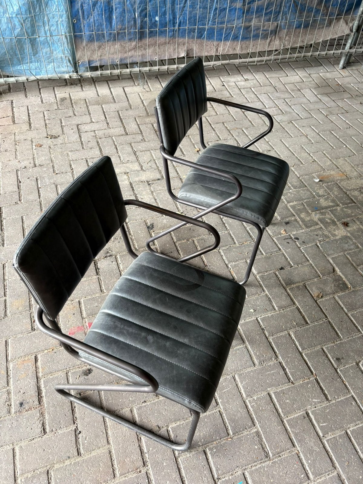 Grijze antraciet leren stoelen van dok 2, Ophalen, Zo goed als nieuw, Kunststof