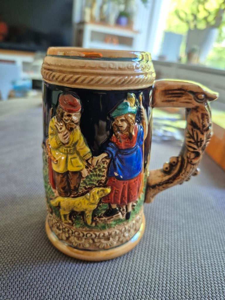 Vintage Bierpul met Reliëfdecoratie, Ophalen of Verzenden