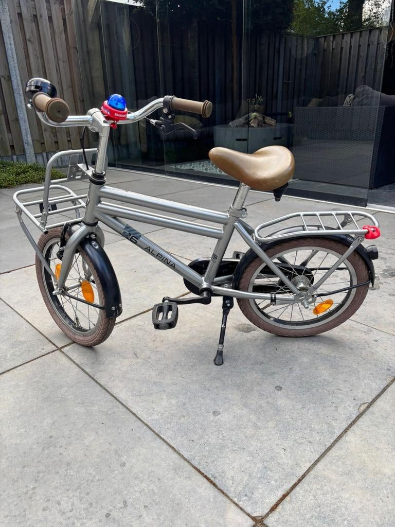 Alpina kinderfiets 16 inch met voordrager, Ophalen of Verzenden, Gebruikt, 16 tot 20 inch, Alpina