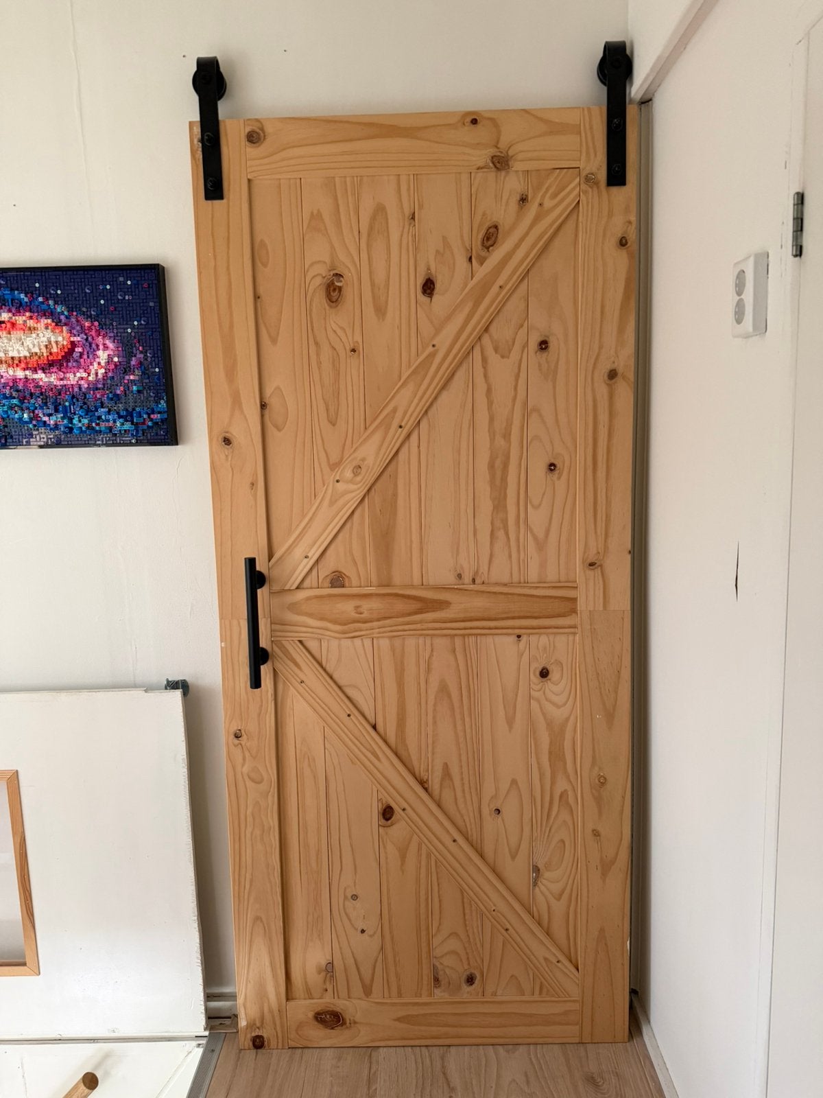 Massief houten barn schuifdeur, Ophalen, 215 cm of meer, Binnendeur, Zo goed als nieuw