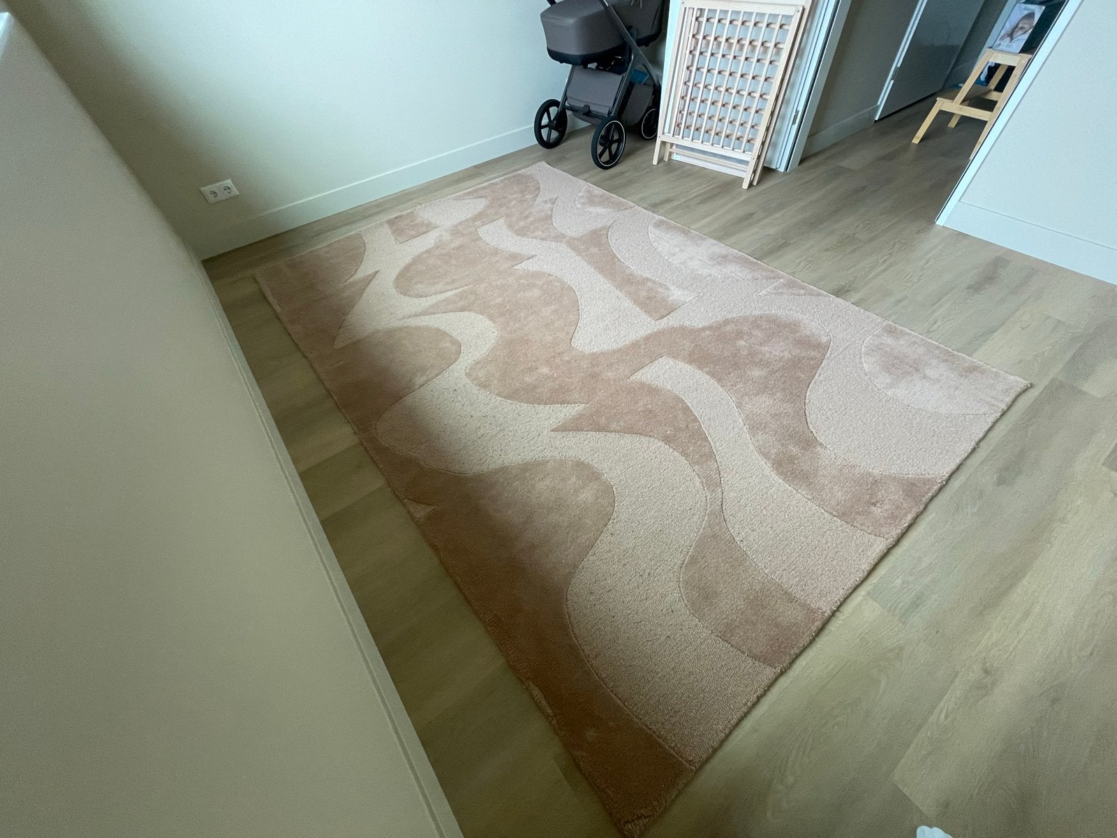 Handgeknoopt roze vloerkleed Papaya (Kwantum), 190x280cm, Beige, 150 tot 200 cm, 200 cm of meer, Ophalen of Verzenden