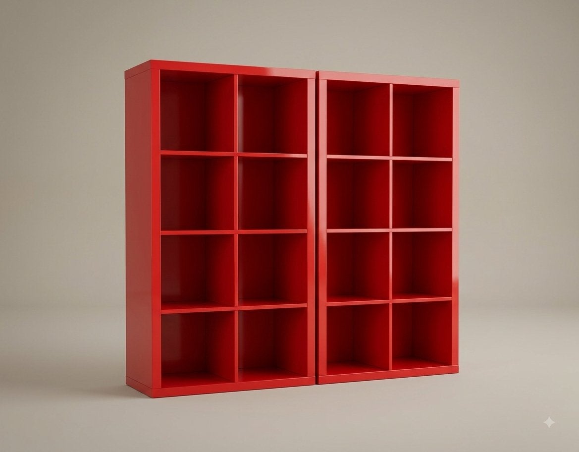 IKEA KALLAX/Expedit hoogglans rode open kasten (2x4), Ophalen, Gebruikt, 100 tot 150 cm, 50 tot 100 cm