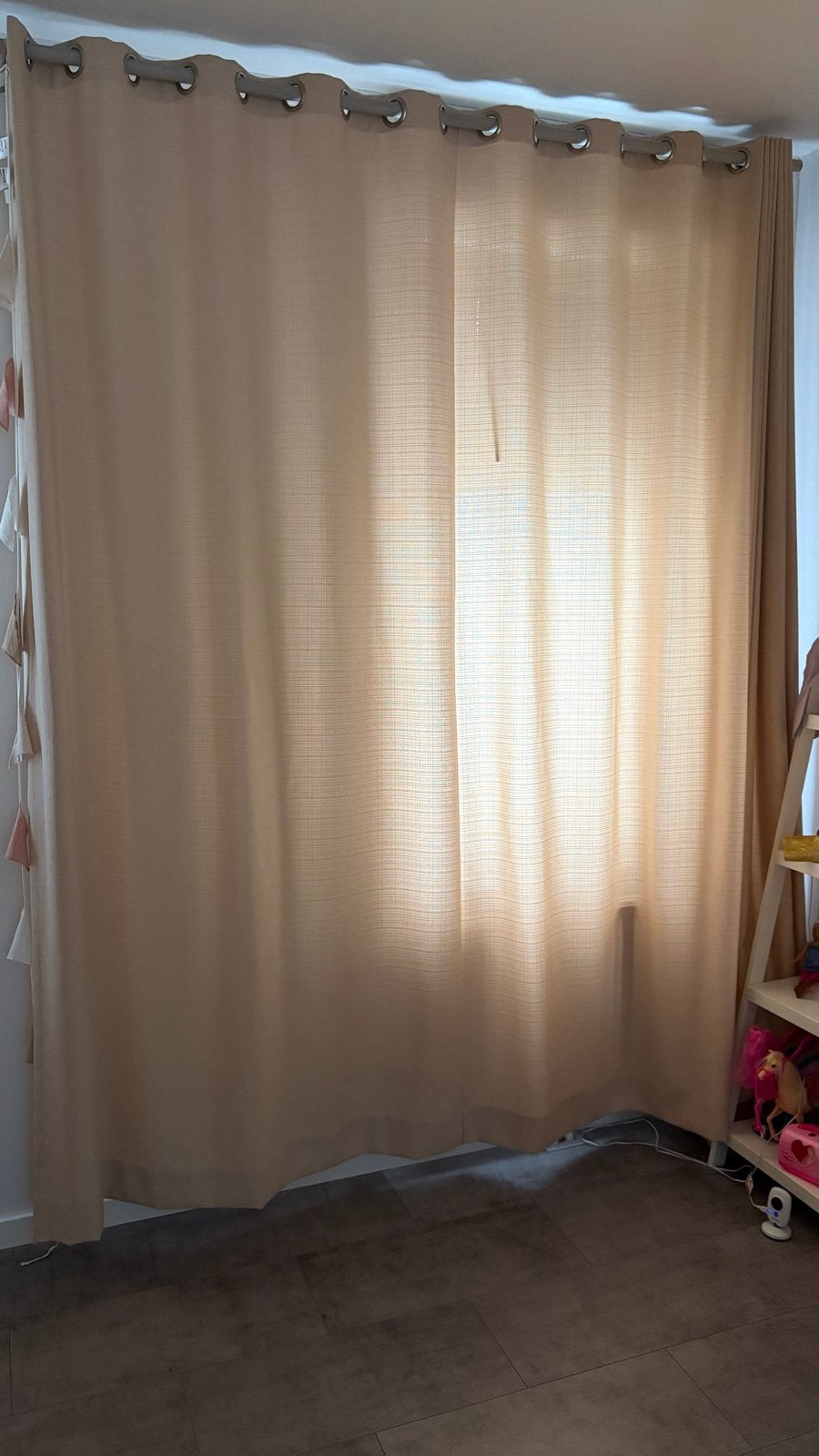 Roze overgordijnen (2 stuks) met roede - 260x480 cm, Huis en Inrichting, Ophalen, Met ringen, Roze, Gebruikt