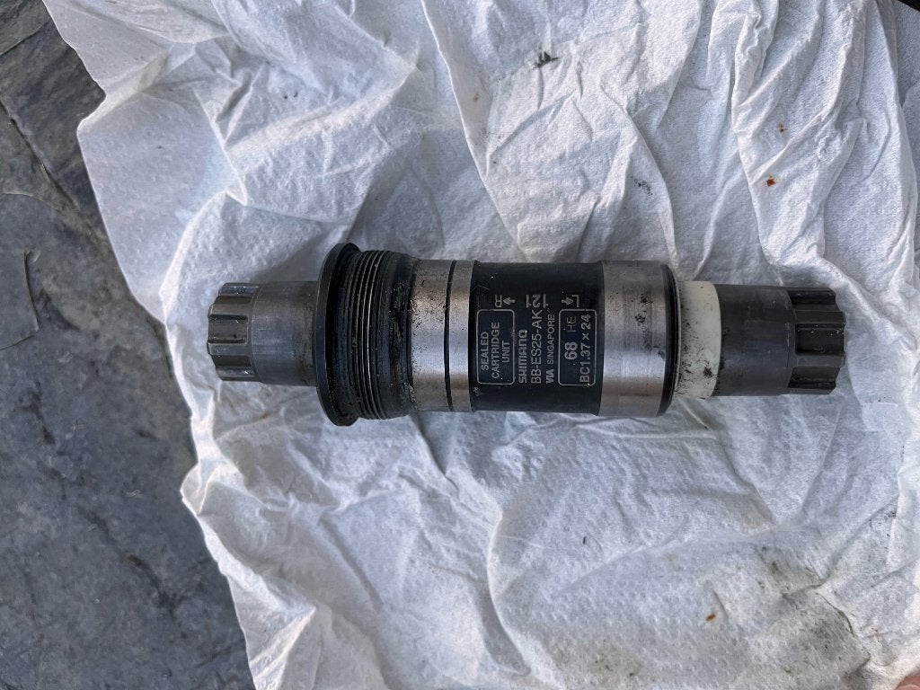 Shimano BB-ES25 Trapaslager cartridge, Crankstel of Pedalen, Gebruikt, Staal, Ophalen of Verzenden