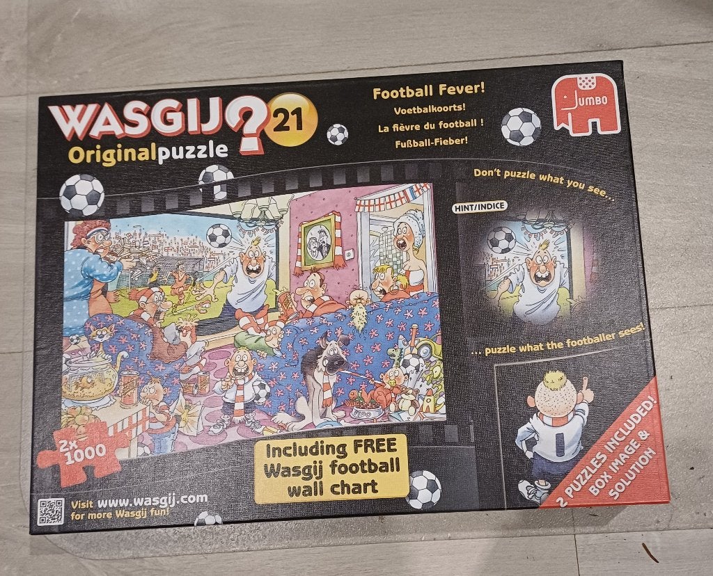 Wasgij puzzel 2 in 1 "Voetbalkoorts" 1000 st, Ophalen of Verzenden, 500 t/m 1500 stukjes, Zo goed als nieuw, Legpuzzel