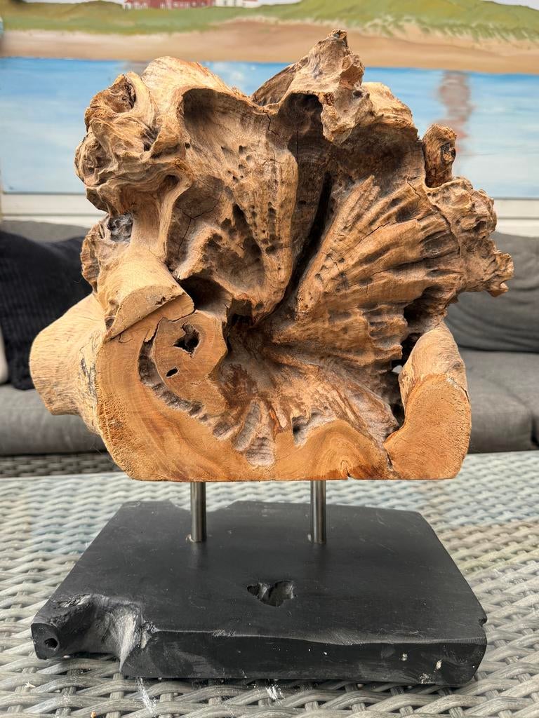 Decoratie hout op standaard, Ophalen of Verzenden, Gebruikt