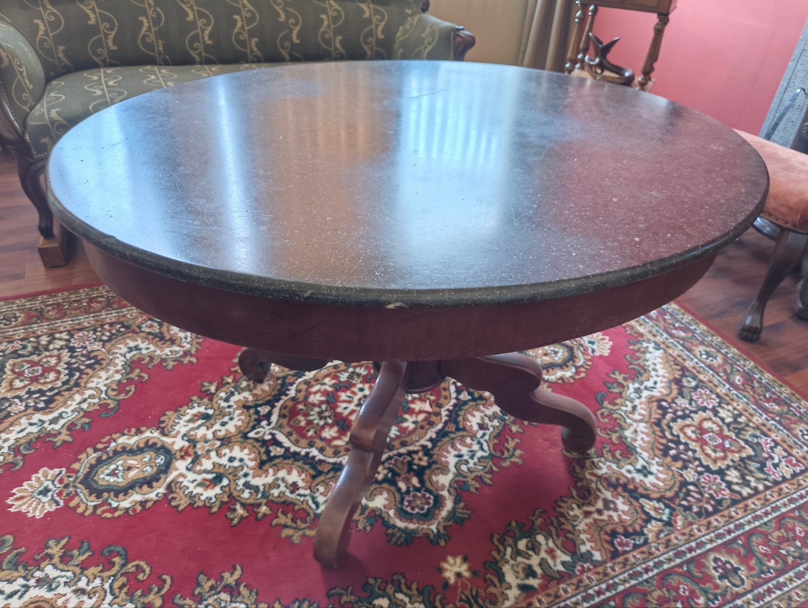 Antieke Eettafel met Marmeren Blad, Antiek en Kunst, Antiek | Meubels | Tafels, Ophalen