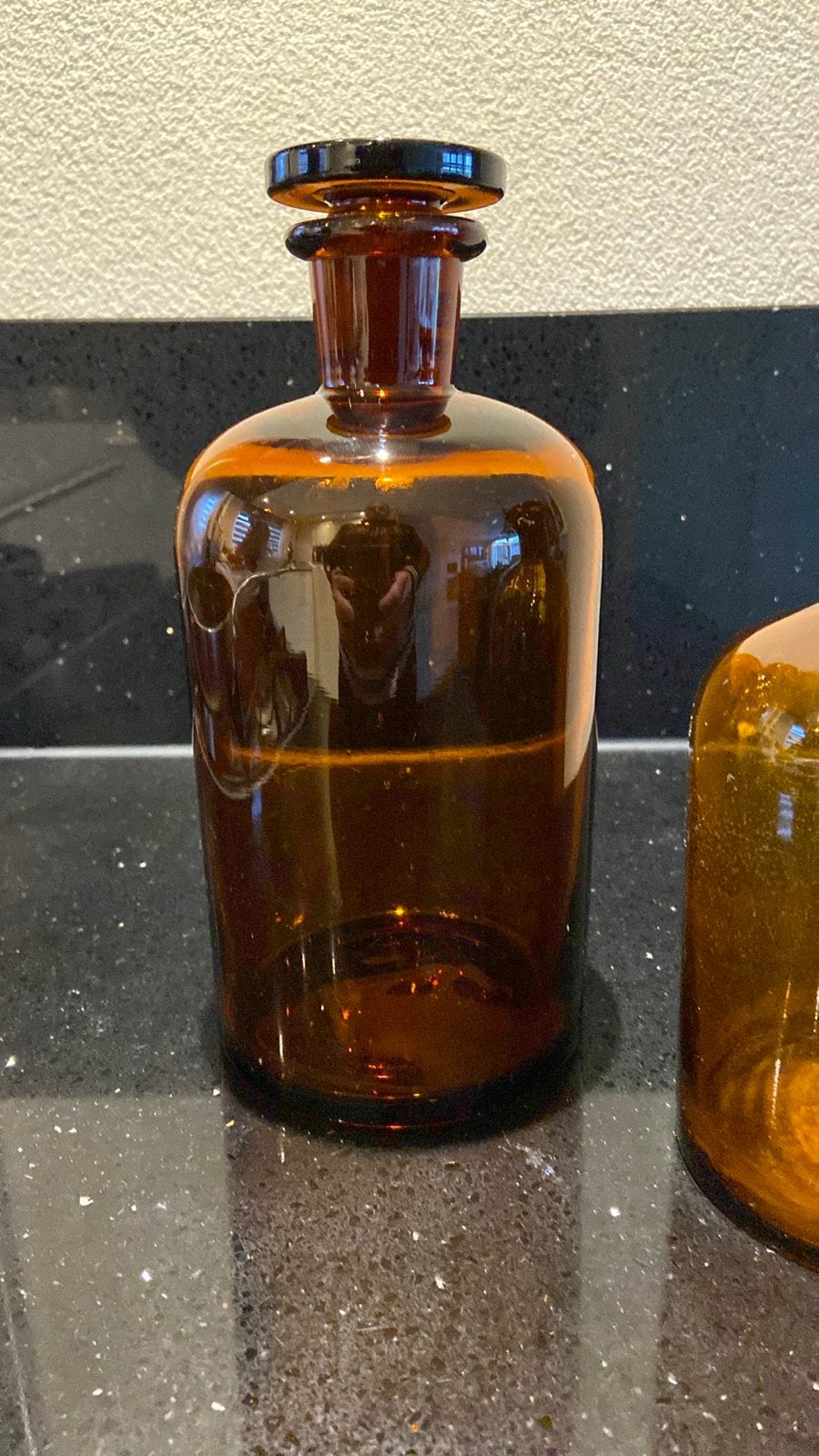 Set van 2 Apothekersflessen met Stop - Amber Glas, Ophalen of Verzenden