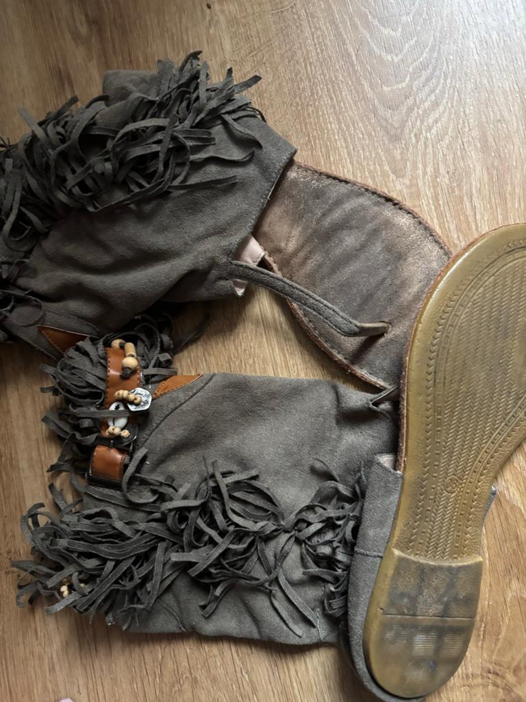 Mocassins met franjes en schelpen, maat 38, Ophalen of Verzenden, Gedragen, Groen, Espadrilles of Moccasins